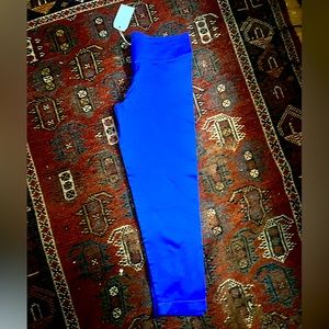 NUX Tights Leggings Workout Pants Bright Blue Cobalt Size Medium Full Length